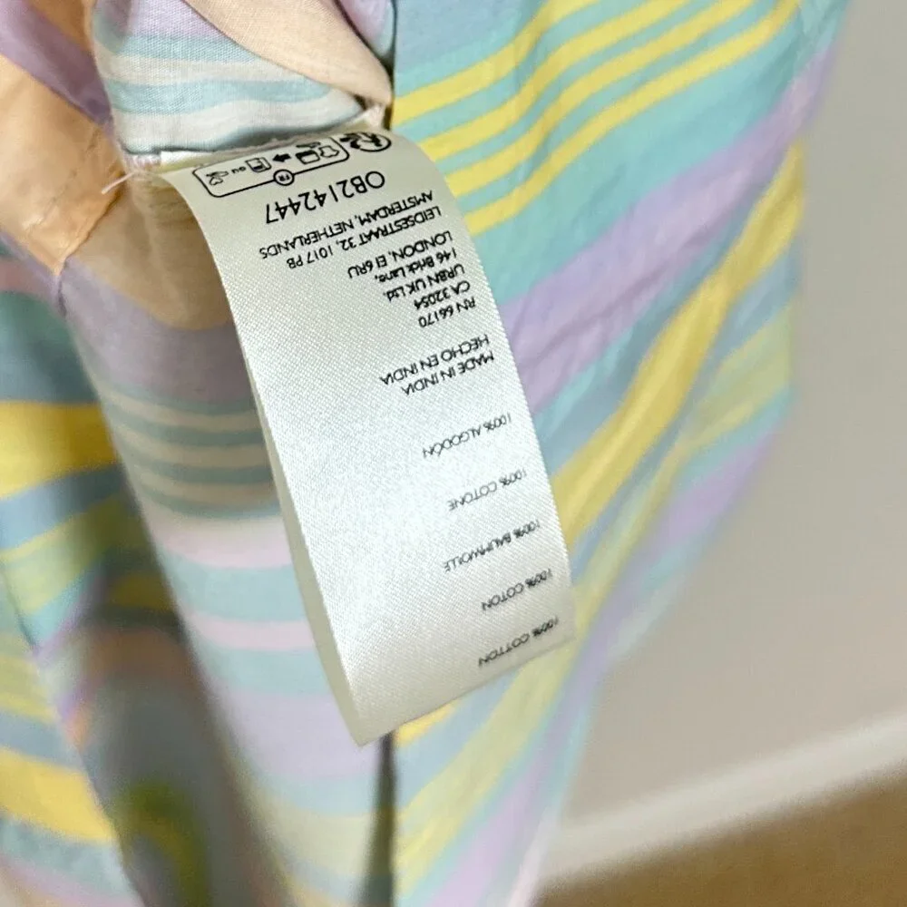 FREE PEOPLE Primavera Stripe Cotton Midi Dress in Pastel Combo Size Medium - Picture 8 of 8